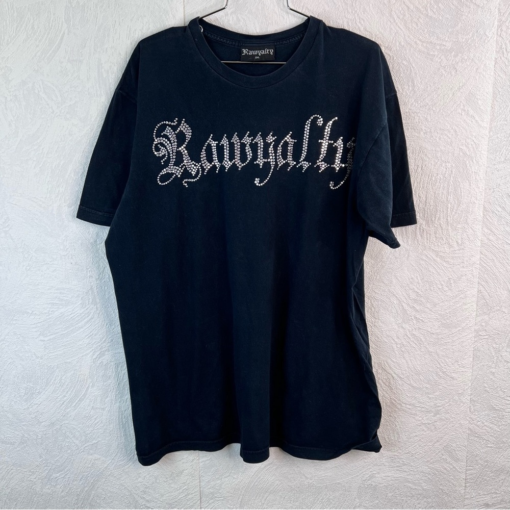 Rawyalty Black T-Shirt With Crystal Design Size 2XL